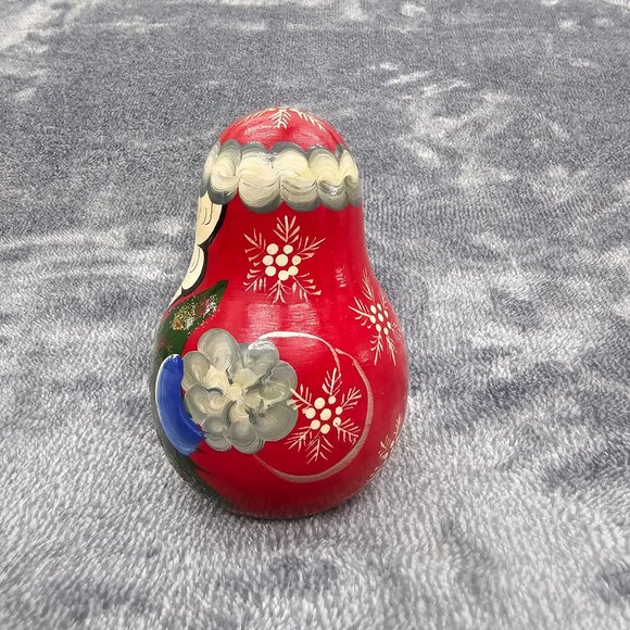 Vintage Russian Roy Poly Santa figurine wood hand painted non nesting chime bell - Picture 6 of 12